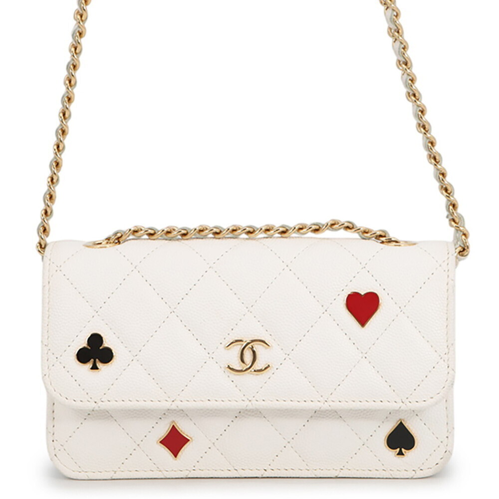 Chanel Chain Wallet Cruise Line Matelassé Coco Mark Caviar Skin AP3084 CHANEL...